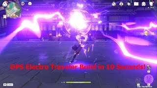 DPS Electro Traveler Build in 10 Seconds SubDPS Build in Description  Genshin Impact shorts [upl. by Bernj786]