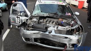 Cadwell Park Clio Pit wall crash HANS device [upl. by Peadar993]