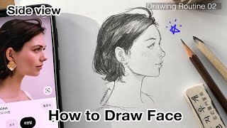 How to Draw a SemiRealistic Portrait with Simple Method Side view [upl. by Noakes144]