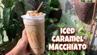 HOMEMADE ICED CARAMEL MACCHIATO  HOW TO MAKE ICED CARAMEL MACCHIATO AT HOME [upl. by Charteris]