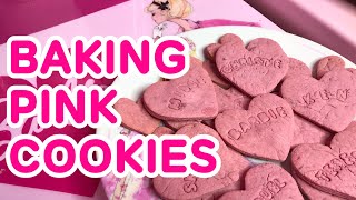 COOKING NAME STAMPED PINK COOKIES♡AZUSA BARBIE [upl. by Alliuqaj]