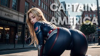 Captain America Cosplay by Stable Diffusion AI 4K AI ART GIRL [upl. by Llebpmac]