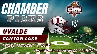 Chamber Picks is back from the BYE Week Uvalde Coyotes vs Canyon Lake [upl. by Annadal]