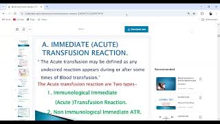 Acute Blood transfusion Reactions  Blood Banking  Transfusion Reactions complications  Lec 1 [upl. by Debi]