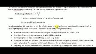 Gravimetry Particle Size and Super Saturation [upl. by Ennis756]