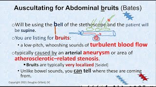 Auscultation of the Abdomen Learn about General Abdominal Auscultation  How to Find Deadly Bruits [upl. by Ailin]