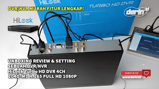 UNBOXING REVIEW amp SETTING DVR  HiLook Turbo HD DVR 204GM1 4ch H265 FULL HD 1080P [upl. by Bauske26]