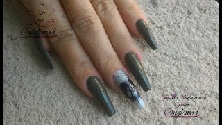 Ongle en gel quotRemplissage vert armé et water decal avec ONGLEMODquot [upl. by Tonry]