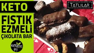 KETO FISTIK EZMELİ ÇİKOLATA BAR  KETO SNICKERS BAR [upl. by Ynafit]