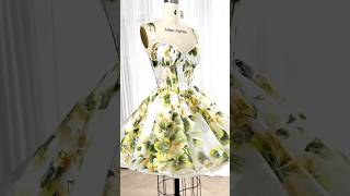 Making a corset floral print organza mini dress diydress promdress fashion sewing wedding [upl. by Innig]