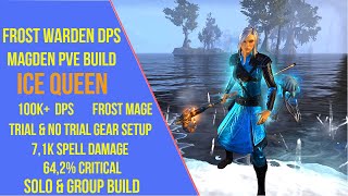 ESO Frost Warden DPS  Ice Queen  Necrom  Magicka Warden PVE Build [upl. by Av399]