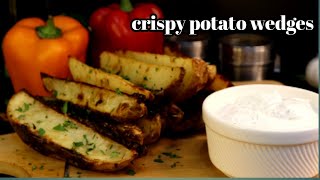 Crispy potato wedges easy tasty snack recipeoven baked potato wedges [upl. by Lleruj]