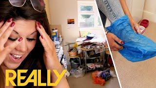 Woman with OCD Cleans Hoarders House with Bin Bags on Her Feet  Obsessive Compulsive Cleaners [upl. by Salocin]