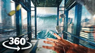 360° SCIENCE LAB 1  Escape Tsunami Wave in the Lift VR 360 Video 4k ultra hd [upl. by Harpole]