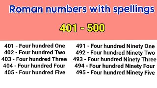 401 to 500 Roman numbers with spellings in English401 to 500 numbers video [upl. by Herta]