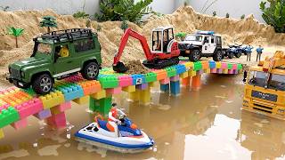 Rescue construction vehicles with crane truck  Police car and truck toy stories  BIBO TOYS [upl. by Ahsoym]