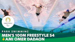 🇮🇱 Ami Omer Dadaon Grabs Gold in Mens 100m Freestyle S4  Para Swimming  Paris 2024 Paralympics [upl. by Naujak]