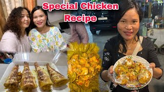 Chicken Recipe With Banana Leaves  Dahi Puchka Khaya  Bamboo Shoot Recipe [upl. by Telrahc]