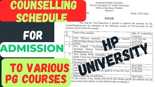 HPU Counselling Schedule For Admission To Various PG Courses l Counselling Dates l Bio Pathshala [upl. by Assek]