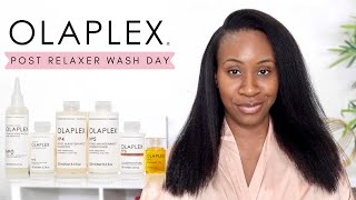 POST RELAXER WASH DAY  FT OLAPLEX  RELAXED HAIR [upl. by Wivestad305]