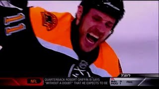 Malkin BREAKS CAMPBELLS LEG with a Slapshot [upl. by Derfnam380]