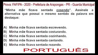 01 Português Prova  FAFIPA  2020  Prefeitura de Arapongas  PR  Guarda Municipal [upl. by Jens]