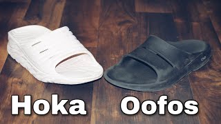 Oofos vs Hoka Recovery Slides  Recovery Sandals [upl. by Max]