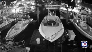 Video shows moments boat went airborne and crashing into Key Largo dock [upl. by Judi314]