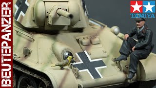 Beutepanzer  German captured Russian T34 tank Tamiya 135 scale model kit [upl. by Aiciruam]