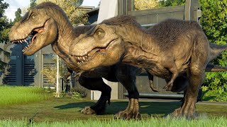 TREX vs GIGANOTOSAURUS vs SPINOSAURUS vs INDOMINUS REX  Jurassic World Evolution 2 [upl. by Nottnerb]