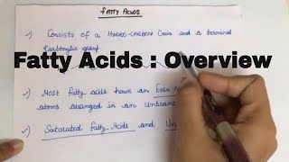 Fatty Acids overview [upl. by Alyac]