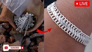 This is the process of making a silver bracelet🔥🔨🔨 silver gold viral video jewellry jewellry [upl. by Enelyt792]