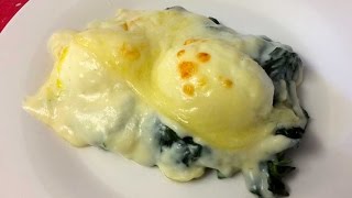 ESPINACAS GRATINADAS CON HUEVO Y BECHAMEL  MUY RICAS [upl. by Barina673]