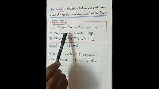 1stsecAlgebra 5 Relations between 2 roots of quad equ amp coefficient of its terms [upl. by Dorey]