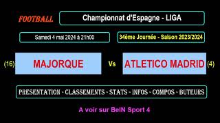 MAJORQUE  ATLETICO MADRID  match de football de la 34ème journée de Liga  Saison 20232024 [upl. by Lapides]