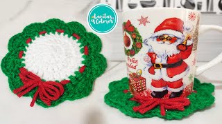 Como hacer POSAVASOS Nochebuena con colores de NAVIDAD tejida a Crochet [upl. by Gans243]