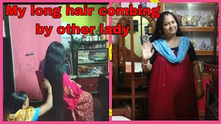 My long hair combing by other lady ll hair tutorial ll long hair combing [upl. by Paulita]