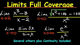 Limits Full Coverage  Basics Surds infinity Zero Exponentials Trig Limits Continuity etc [upl. by Trofmoc286]