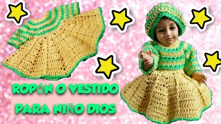 COMO TEJER VESTIDO DE NIÑO DIOS A CROCHET PASO A PASO CROCHET BI COLOR DRESS FOR CHILD GOD [upl. by Royo]