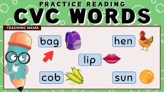 LEARN TO READ CVC WORDS  PRACTICE READING SIMPLE WORDS  READING COMPILATION  TEACHING MAMA [upl. by Radbourne587]