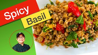 Spicy BasilผัดกระเพราCerdo Molido con Albahaca Picante [upl. by Ubana]