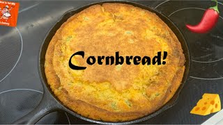 Spicy Jalapeño Cheese Cornbread Recipe Mexican Cornbread  Southern Cooking in Cast Iron Skillet [upl. by Euell49]