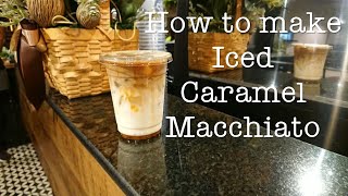 Cafe Vlog  Iced Caramel Macchiato with regular size  How to make drink with new recipe [upl. by Rubina]