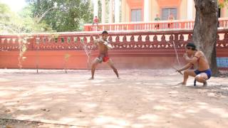 Tranditional Bokator Khmer Sword fighting at Pagoda [upl. by Naret909]