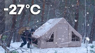 27° Winter Camping With a Heated Tent  Snowfall and Frost  ASMR [upl. by Oliy]