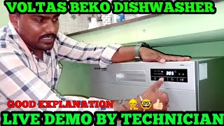 VOLTAS BEKO DISHWASHER DETAILED LIVE DEMO BY TECHNICIAN in Tamil [upl. by Judon]