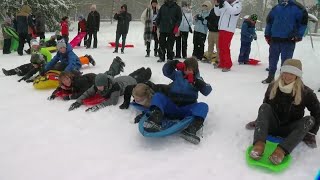 Very fun Sledders and snowmobilers enjoy the recent snowfall [upl. by Ias255]