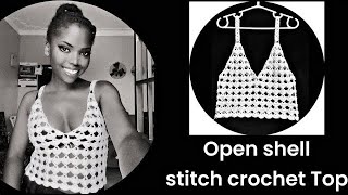 Open Shell Stitch crochet VNeck Tank Top [upl. by Nylesoj]