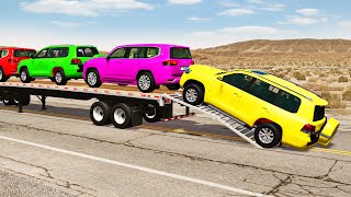 Flatbed Truck Mcqueen  Transportation with Truck  Pothole vs Car 196  BeamNGDrive [upl. by Libbey]