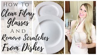 HOW TO REMOVE SCRATCHES FROM DISHES  HOW TO CLEAN FILMY GLASSES  REMOVE KNIFE MARKS FROM PLATES [upl. by Talbert]